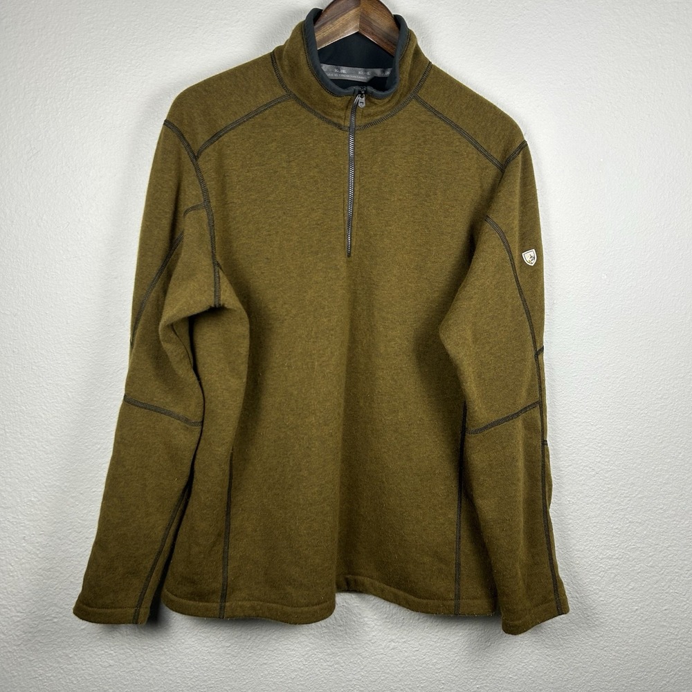 KÜHL 1/4 Zip Fleece Pullover Men's Large Brown Hiking Outdoor Fall